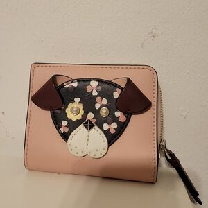 Kate Spade - Floral Pup Small L-zip Bifold Wallet